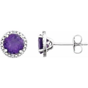 Natural Amethyst And .01 Ctw Natural Diamond Earrings