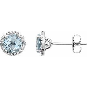 Natural Aquamarine And .01 Ctw Natural Diamond Earrings