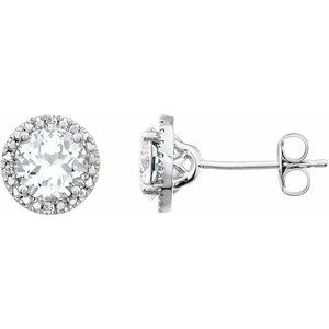 Lab-Grown White Sapphire And .01 Ctw Natural Diamond Earrings