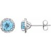 Natural Sky Blue Topaz And .01 Ctw Natural Diamond Earrings