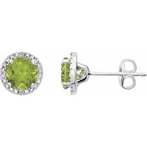 Natural Peridot And .01 Ctw Natural Diamond Earrings