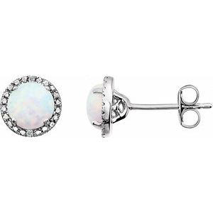 Lab-Grown Opal And .01 Ctw Natural Diamond Earrings