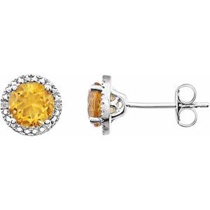 Natural Citrine And .01 Ctw Natural Diamond Earrings