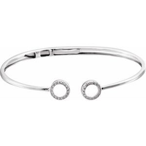 1/6 Ctw Natural Diamond Circle Hinged Cuff Bracelet