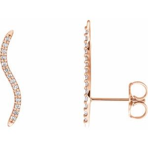 1/6 Ctw Natural Diamond Ear Climbers