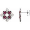 Natural Ruby And 1/4 Ctw Natural Diamond Earrings