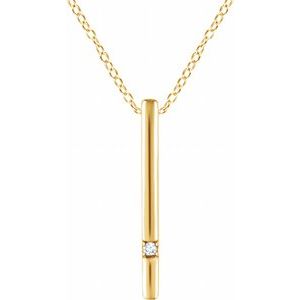 .015 Ct Natural Diamond Solitaire Vertical Bar Necklace