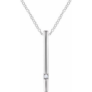 .015 Ct Natural Diamond Solitaire Vertical Bar Necklace