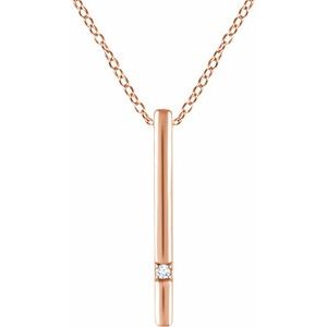 .015 Ct Natural Diamond Solitaire Vertical Bar Necklace