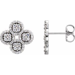 1/2 Ctw Natural Diamond Clover Earring