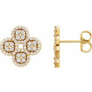 1/2 Ctw Natural Diamond Clover Earring