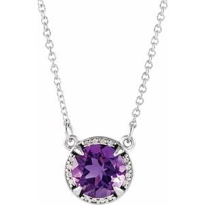 Natural Amethyst And Natural Diamond Necklace