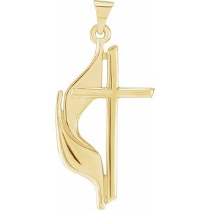 18K Yellow Methodist Cross Pendant