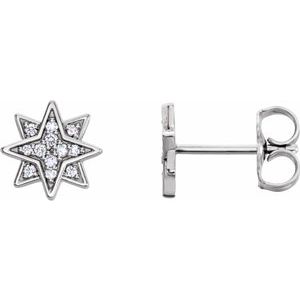 .08 Ctw Natural Diamond Star Earrings