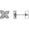 Sterling Silver  .05 CTW Natural Diamond Leaf Earrings