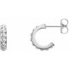 Platinum Beaded 12 mm Hoop Earrings