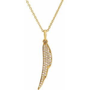 14K Yellow 1/5 CTW Natural Diamond Feather 16-18″ Necklace