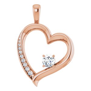 1/3 Ctw Natural Diamond Heart Pendant