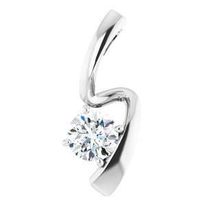 14K White 3/4 CT Natural Diamond Pendant