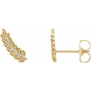 .03 Ctw Natural Diamond Leaf Ear Climbers