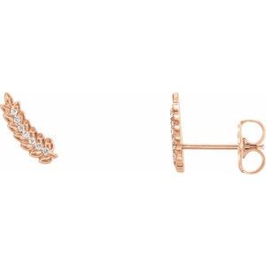 .03 Ctw Natural Diamond Leaf Ear Climbers