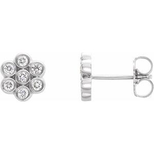 1/4 Ctw Natural Diamond Cluster Earrings With Backs