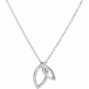 Platinum .05 CTW Natural Diamond Double Leaf 18″ Necklace