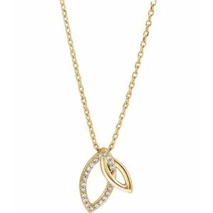 14K Yellow .05 CTW Natural Diamond Double Leaf 18″ Necklace