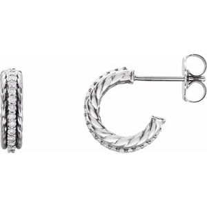 1/5 Ctw Natural Diamond Rope Hoop Earrings