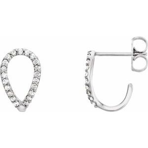 1/5 Ctw Natural Diamond Geometric J-Hoop Earrings