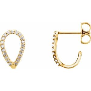 1/5 Ctw Natural Diamond Geometric J-Hoop Earrings