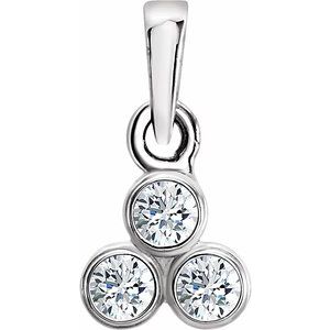 1/10 Ctw Natural Diamond 3-Stone Pendant