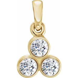 14K Yellow 1/5 CTW Natural Diamond Three-Stone Pendant