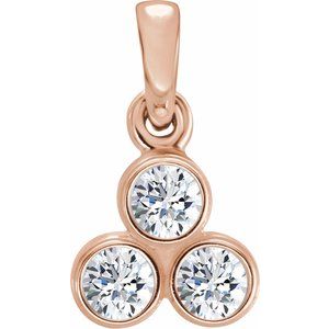 14K Rose 1/5 CTW Natural Diamond Three-Stone Pendant