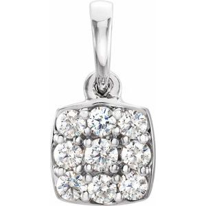 14K White 1/4 CTW Natural Diamond Cluster Pendant