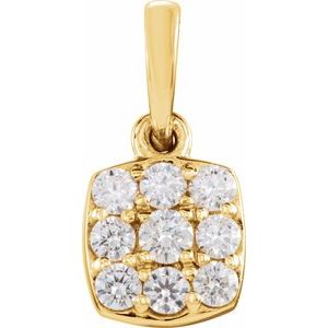 14K Yellow 1/4 CTW Natural Diamond Cluster Pendant