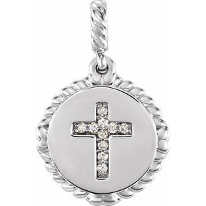 .04 Ctw Natural Diamond Cross Rope Pendant