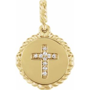 .04 Ctw Natural Diamond Cross Rope Pendant