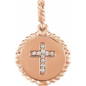 .04 Ctw Natural Diamond Cross Rope Pendant