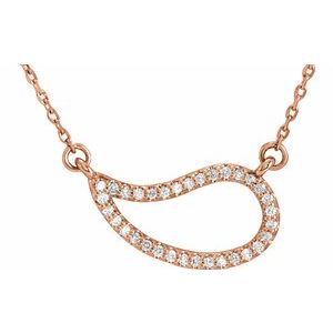 14K Rose 1/6 CTW Natural Diamond Paisley 18″ Necklace