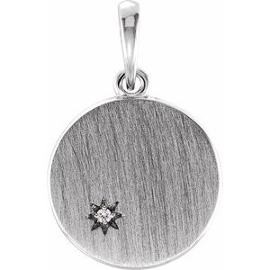 Platinum .005 CT Natural Diamond Engravable Pendant