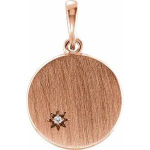 .005 Ct Natural Diamond Engravable Pendant