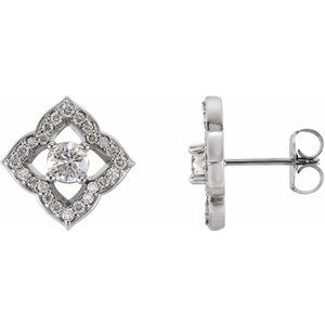 3/4 Ctw Natural Diamond Clover Earrings