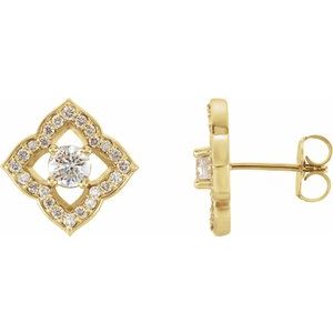 3/4 Ctw Natural Diamond Clover Earrings