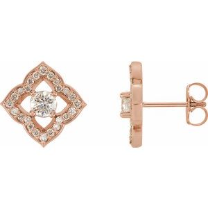 3/4 Ctw Natural Diamond Clover Earrings