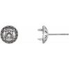 Sterling Silver 4 mm Round Halo-Style Earring Mounting