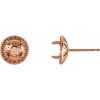 14K Rose 6 mm Round Halo-Style Earring Mounting