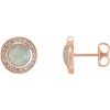 14K Rose 5 mm Natural White Opal & 1/6 CTW Natural Diamond Halo-Style Earrings