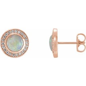 Natural Opal And 1/5 Ctw Natural Diamond Earrings