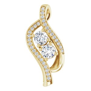 14K Yellow 5/8 CTW Natural Diamond Two Stone Pendant